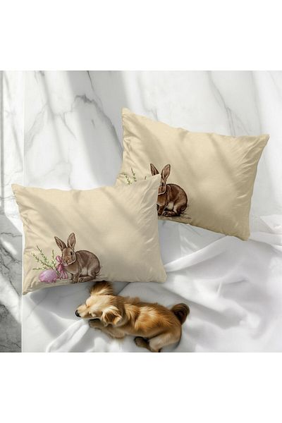 Club Cotton Set of 2 Easter pillowcases with bunnies, 50x70cm, Maddi