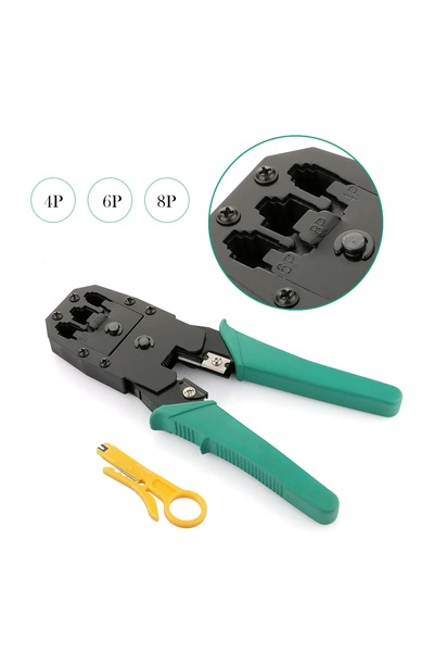 Derwell Network Sıkma Pensesi 8p8c Jack Rj45 Rj11 Rj9 Üçlü Soyucu Cat5 Cat6 P...
