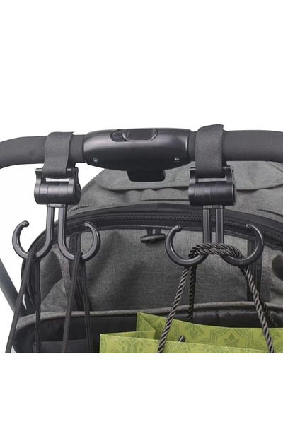 emosavm 2-Piece Velcro Goods Carrying Apparatus Compatible with Baby Car 360 Degree Rotatable Plastic Hook