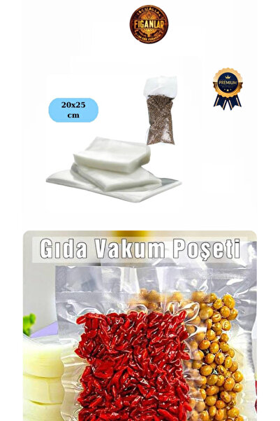 figanlar ambalaj (DÜZ) GIDA Vakum Makinesi Poşeti Vakum Poşet Ev Tipi 20x25 cm 25 adet