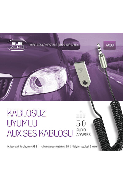 Subzero AX80 KABLOSUZ UYUMLU AUX SES KABLOSU