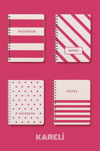Bambus Home 17*24 Spirilli Granulated School Notebook 80 Sheets Set of 4 Checkered