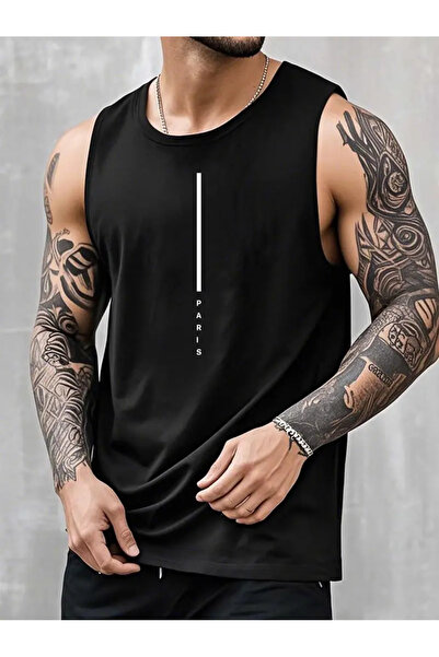 bellanova Baskılı Kolsuz tshirt Erkek Sıfır Kol Giyim Spor Giyim Oversize T-S...