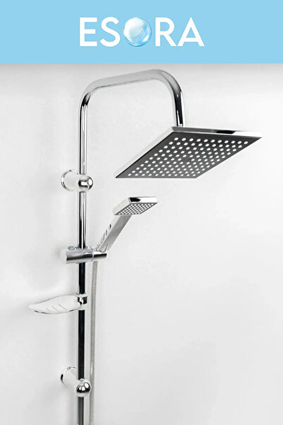 ESORA Siyah Krom Başlıklı Kare Robot Tepe Yağmurlama Duş Seti