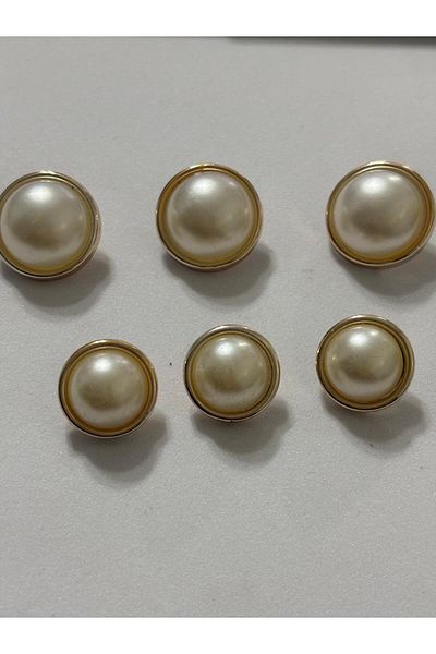 BEİLYS COSMETİCS & ACCESSORY 6Pcs 3 Big 2.1cm 3 Small 1.6cm Mother of Pearl Plated Gold Framed Design Buttons(Bd35)