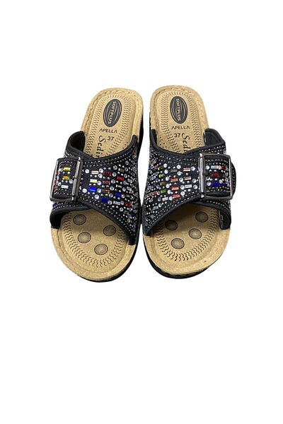 Apella Women's Wedge Heel Stone Slippers