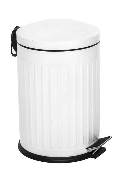 Taştan home Vintage 2 Li Bathroom set pedal bin - WC brush striped White