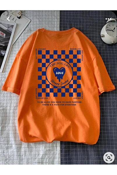 ROYAL FASHİON Love Printed Orange T-Shirt