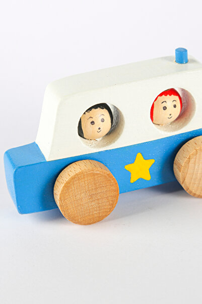 MUCİT KİDS Polis Arabası Ahşap Oyuncak - Doğal Ahşap