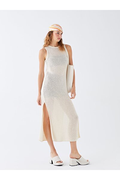 LC Waikiki XSIDE Rochie de plajă guler rotund cu croșetat simplu pentru femei