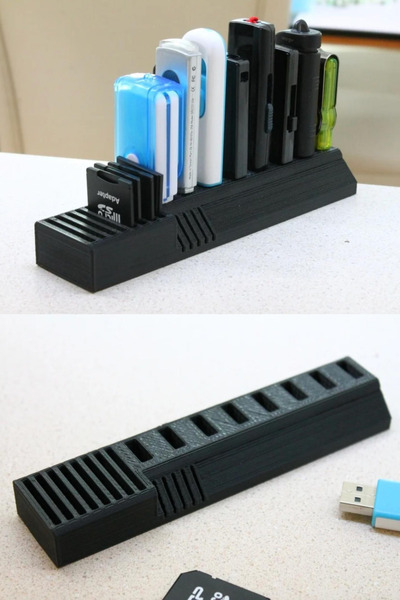 3D Flash Memory and Memory Card Storage Box - Micro & Memory Card/Flash Memory Protection Stand