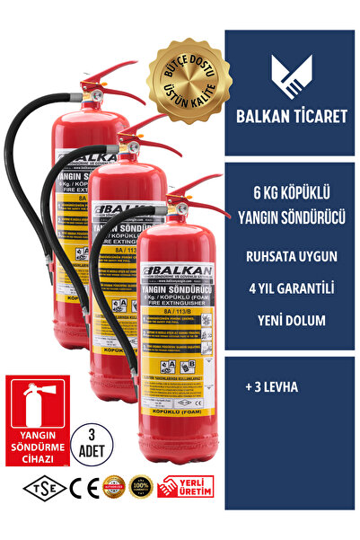 Balkan Ticaret 6KG YANGIN TÜPÜ KÖPÜKLÜ 3 ADET LEVHA TSE HYB CE BELGELİ RUHSAT...