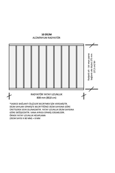 ALURAD Alüminyum Panel Radyatör Viola 300 X 800 mm Ral 9010 Radyatör
