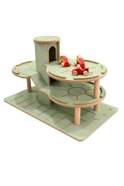 HOBBY HOUSE موقف سيارات خشبي متعدد الطوابق - مع 3 ألعاب سيارات وهدايا