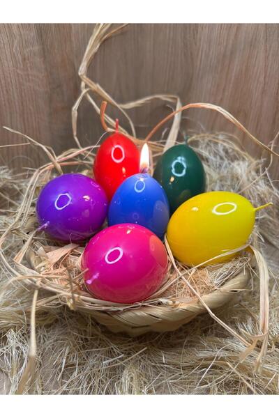 Usta Mum Yumurta Mum 6'lı Parlak Set Paskalya Mumları Yükseklik 6 Cm– Doğal &...