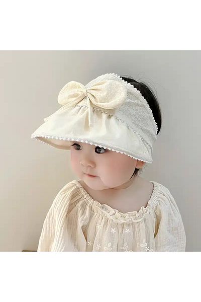 nannie Beige Summer Hat for Girls with Bow