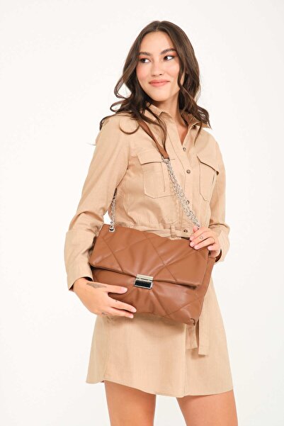 Simfa Γυναικεία τσάντα με αλυσίδα από συνθετικό δέρμα καπιτονέ λουράκι