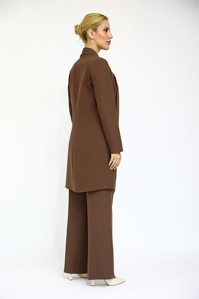 ÖNDER ÖZSOY Oversized Japanese Jacket & Wide-Leg Pants Set-Chestnut