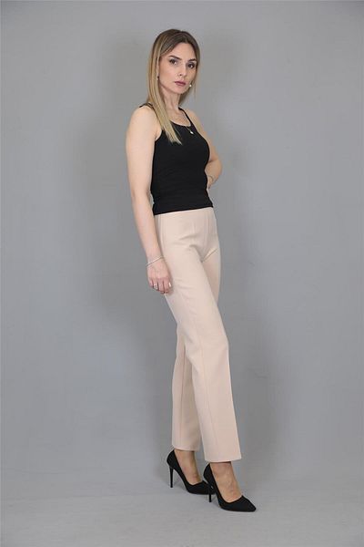 ÖNDER ÖZSOY Elastic Narrow Leg Trousers-Mink