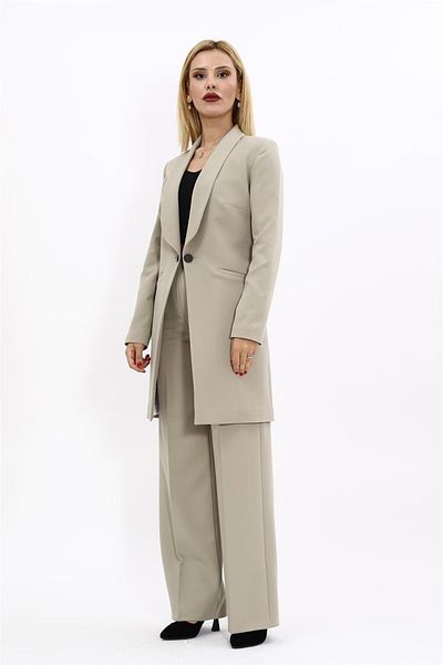 ÖNDER ÖZSOY Large Size Women's Jacket and Loose Wide Leg Pants Suit-Bamboo