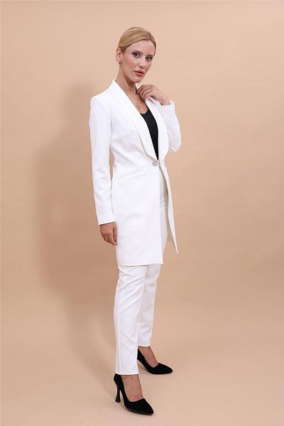 ÖNDER ÖZSOY Plus Size - Jacket Helen& Pipe Leg Pants Suit-White