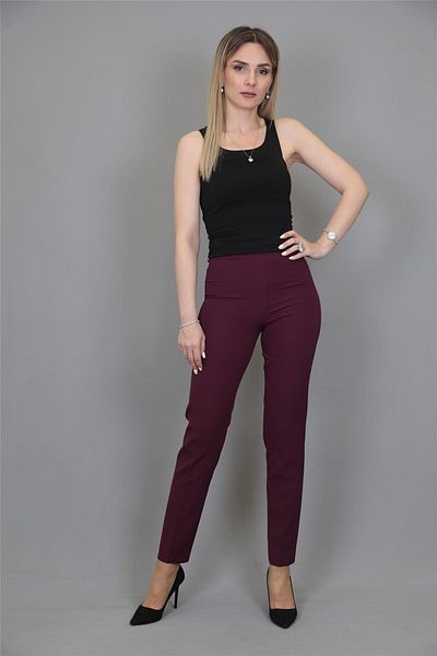 ÖNDER ÖZSOY Elastic Narrow Leg Trousers-Plum