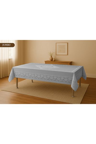 Sivalde Jumbo Vintage Pattern Carefree Fabric Gray Dining Table Cloth