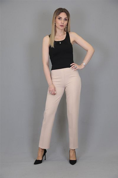 ÖNDER ÖZSOY Elastic Narrow Leg Trousers-Mink