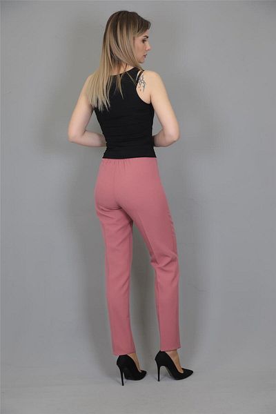 ÖNDER ÖZSOY Elastic Narrow Leg Trousers-Dry Rose
