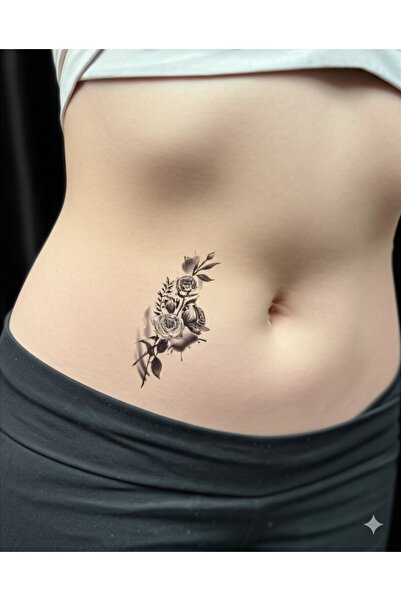 GLANZEND Gerçek Dövme Görünümlü Gül Modelli 3 Boyutlu Tattoo
