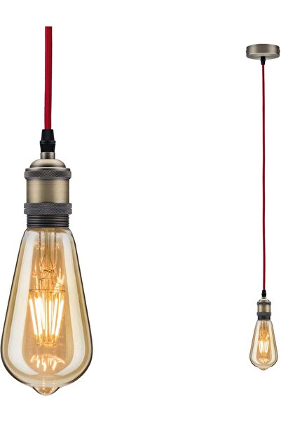 ASR Kırmızı Kablo Eskitme Renk Metal Duy Tutucu ve Tavan Aplik Modern Renkli Sarkıt Aydınlatma Duy Seti