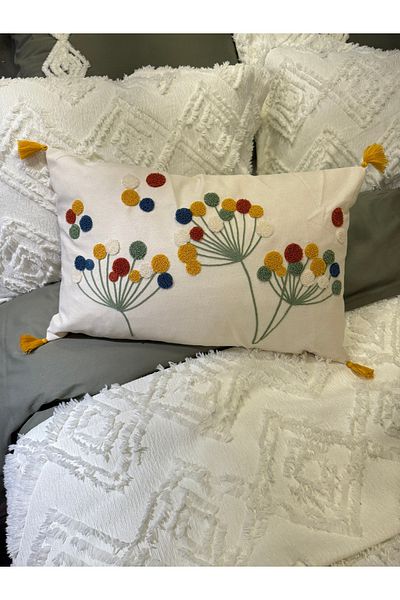 ŞENER HOME Rectangular Decorative Punch Throw Pillow Cover 35X55 cm