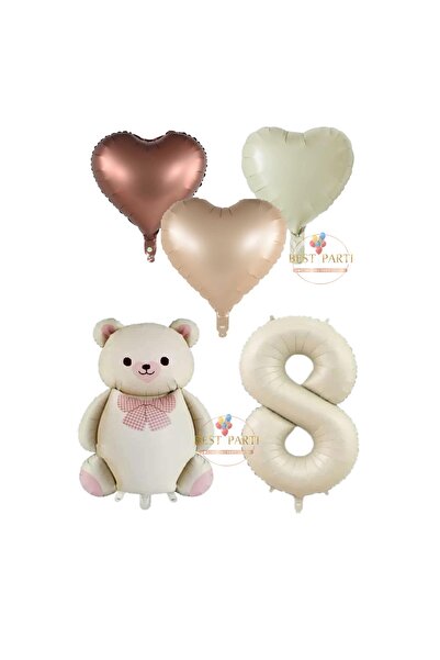 BEST PARTİ DOĞUM GÜNÜ PARTİ SÜSLERİ Best Cream Color Number Teddy Bear and He...