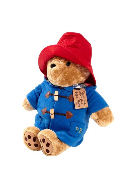Rainbow Plyšový medvídek Paddington s modrým kabátem, sedící, 30 cm