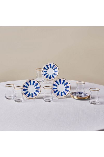 Karaca Bursa Türkisches Teeglas-Set, 12-teilig, Marineblau