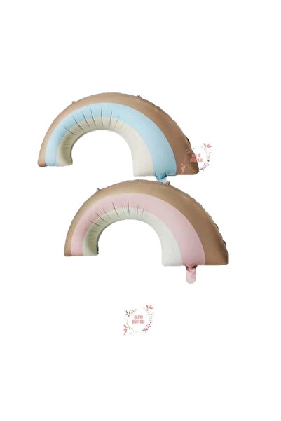 BAL10 DÜNYASI Bal10 Retro Blue and Pink Set of 2 Rainbow Foil Balloons