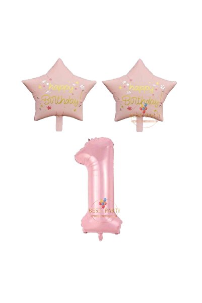 BEST PARTİ DOĞUM GÜNÜ PARTİ SÜSLERİ Beşer Yıldız Foil Balloon Set Pink Color,...