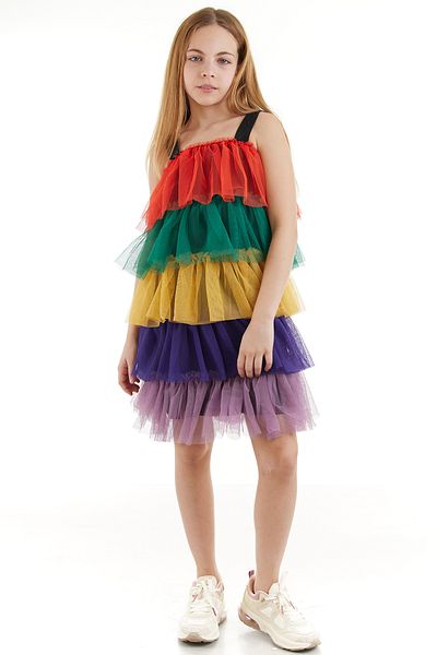 Colorinas Rochie de petrecere tutu cu bretele pentru fete strălucitoare curcubeu