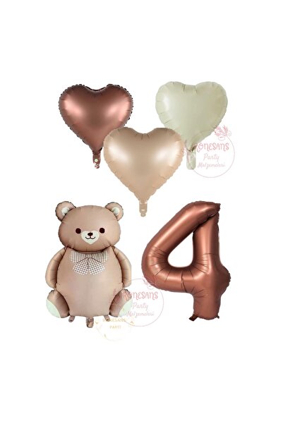 RÖNESANS PARTİ مجموعة بالونات من رقائق الفويل بأرقام على شكل دب وقلب من عصر ا...