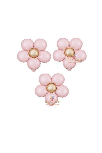 BEST PARTİ DOĞUM GÜNÜ PARTİ SÜSLERİ Best 3 Pieces Retro Pink Color Daisy Foil Balloon