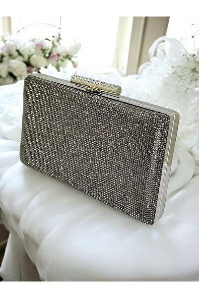 MidStore Anthracite Gray Platinum Color Single Side Stone Women's Evening Dre...