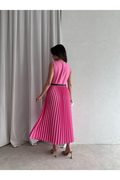 Mooi Butik VOVIA Midi Φόρεμα 8777 - Ροζ