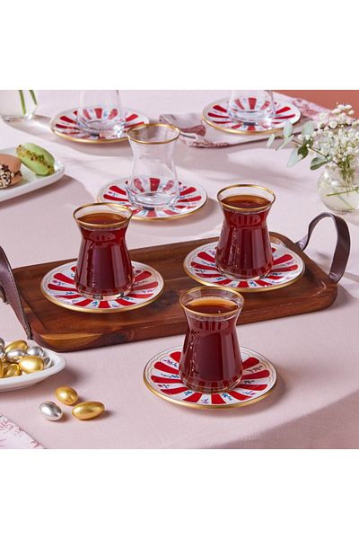 Karaca Bursa Türkisches Teeglas, 12-teilig, Rot