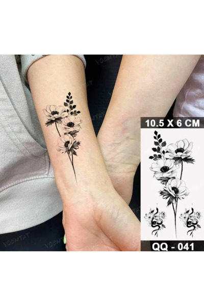 GLANZEND Gerçek Dövme Görünümlü Rose Çiçek Yılan Modelli 3 Boyutlu Tattoo