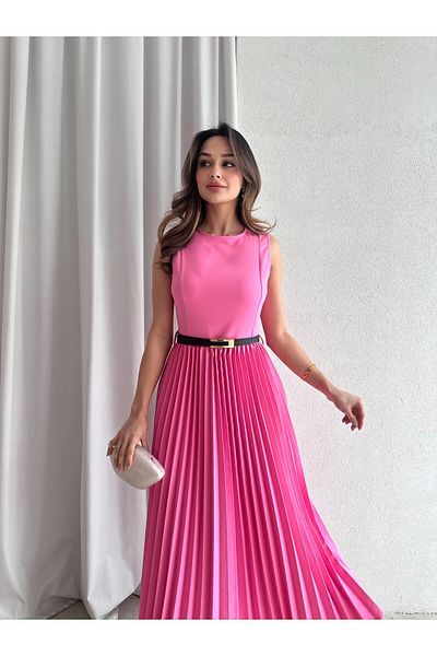 Mooi Butik VOVIA Midi Φόρεμα 8777 - Ροζ