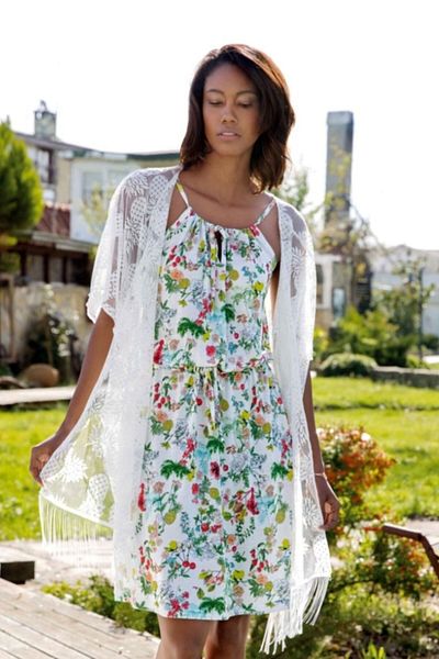 Yeni İnci Women's Viscose Rope Strap Dress-pareo Set (1282)