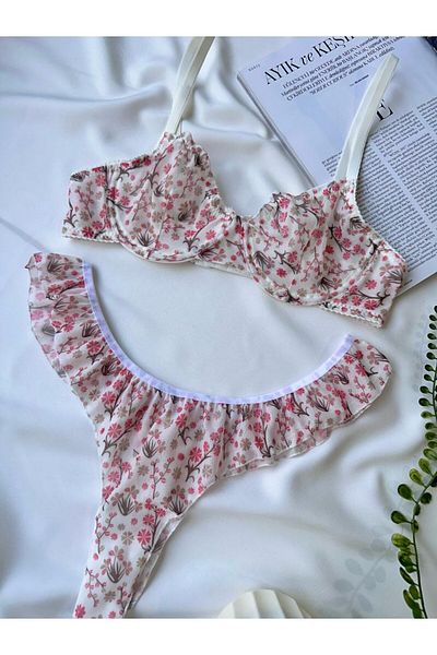 MILANOFOX Floral Romantic Bralet Bra and Thong Set (Anniversary, Special Occasion)