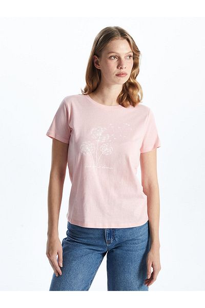 LC Waikiki Γυναικείο μπλουζάκι με στάμπα Crew Neck