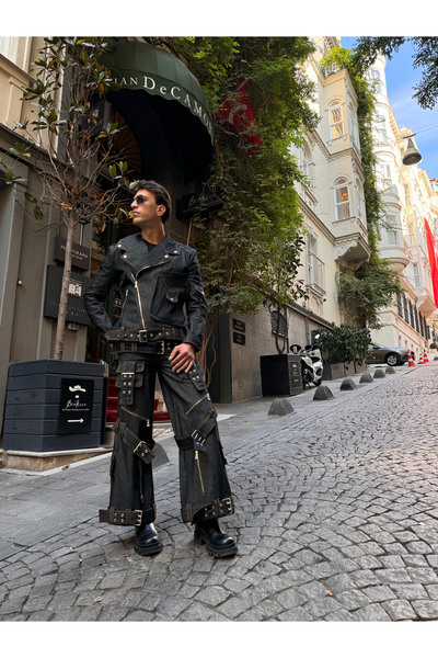 Rheme And Fons Kemer Ve Cep Detaylı Siyah Erkek Denim Pantolon