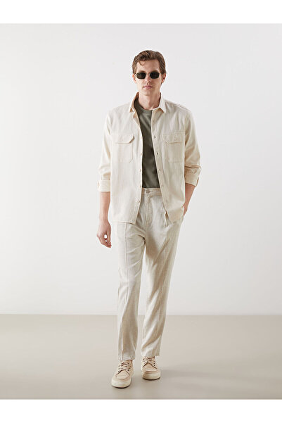 LC Waikiki بنطلون تشينو مطوي للرجال من مزيج الكتان ذو المقاس القياسي من Peak ...